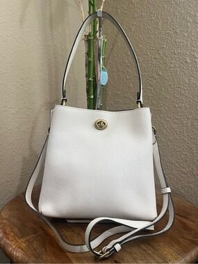 COACH WILLOW CHALK PEBBLED LEATHER SHOULDER/CROSSBODY BAG